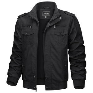 TACVASEN Black Men's Military Cargo Jacket Lightweight Tactical Windbreaker