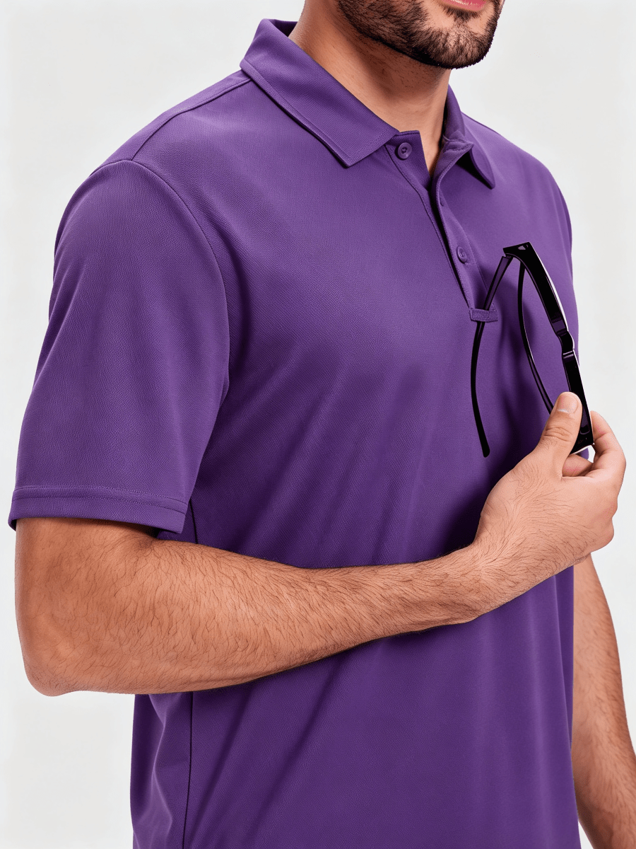 TACVASEN Purple Men's Moisture Wicking Golf Quick Dry Polo Shirts