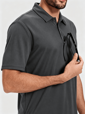 TACVASEN Dark Grey Men's Moisture Wicking Golf Quick Dry Polo Shirts