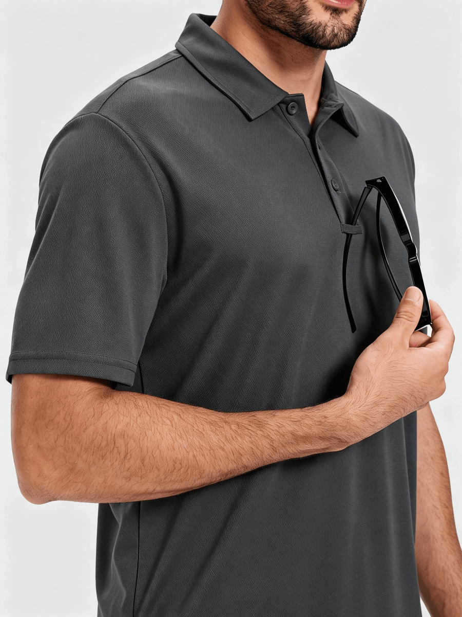 TACVASEN Dark Grey Men's Moisture Wicking Golf Quick Dry Polo Shirts