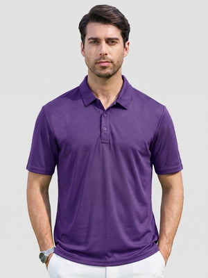 TACVASEN Purple Men's Moisture Wicking Golf Quick Dry Polo Shirts