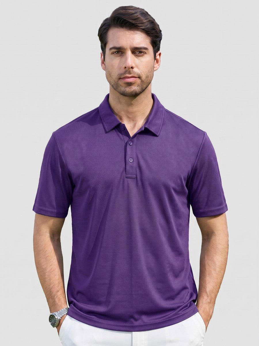 TACVASEN Purple Men's Moisture Wicking Golf Quick Dry Polo Shirts