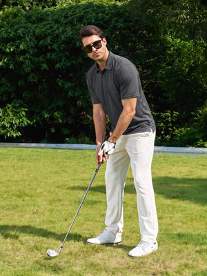 TACVASEN Dark Grey Men's Moisture Wicking Golf Quick Dry Polo Shirts