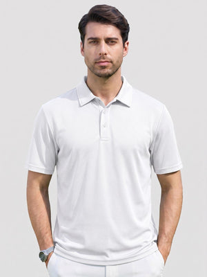 TACVASEN White Men's Moisture Wicking Golf Quick Dry Polo Shirts