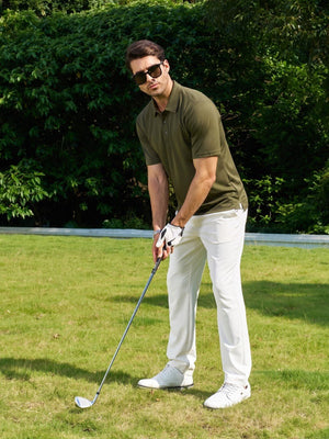 TACVASEN Army Green Men's Moisture Wicking Golf Quick Dry Polo Shirts