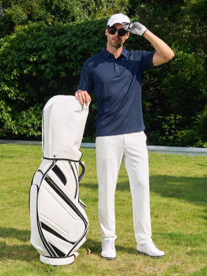 TACVASEN Navy Men's Moisture Wicking Golf Quick Dry Polo Shirts