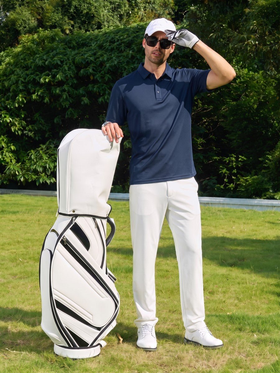 TACVASEN Navy Men's Moisture Wicking Golf Quick Dry Polo Shirts