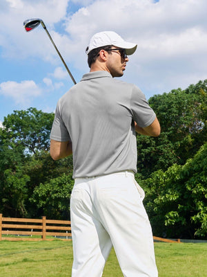 TACVASEN Light Grey Men's Moisture Wicking Golf Quick Dry Polo Shirts