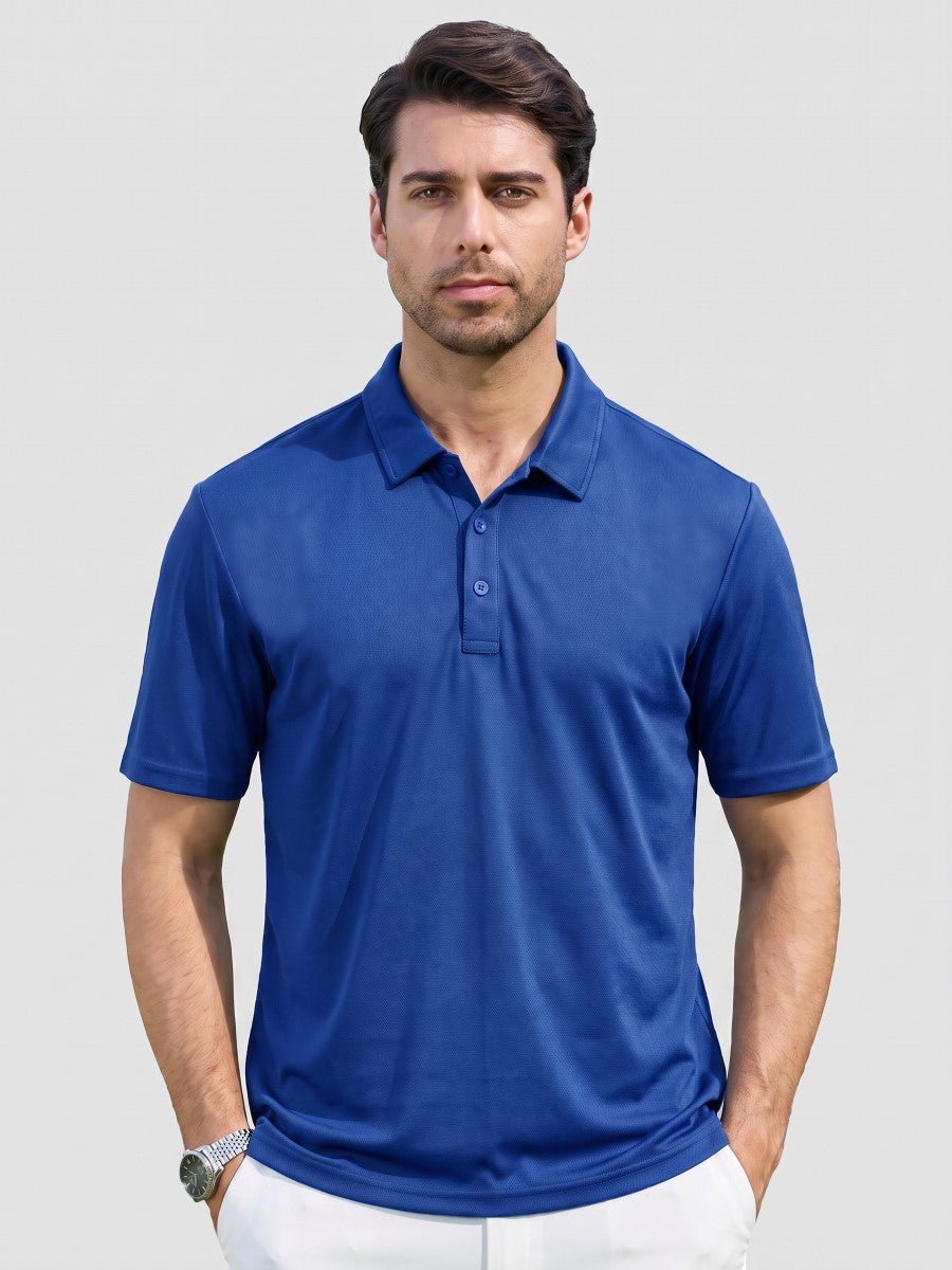 TACVASEN Bright Blue Men's Moisture Wicking Golf Quick Dry Polo Shirts