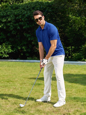 TACVASEN Bright Blue Men's Moisture Wicking Golf Quick Dry Polo Shirts