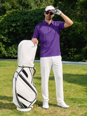 TACVASEN Purple Men's Moisture Wicking Golf Quick Dry Polo Shirts