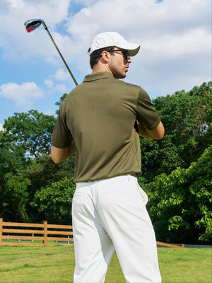 TACVASEN Army Green Men's Moisture Wicking Golf Quick Dry Polo Shirts