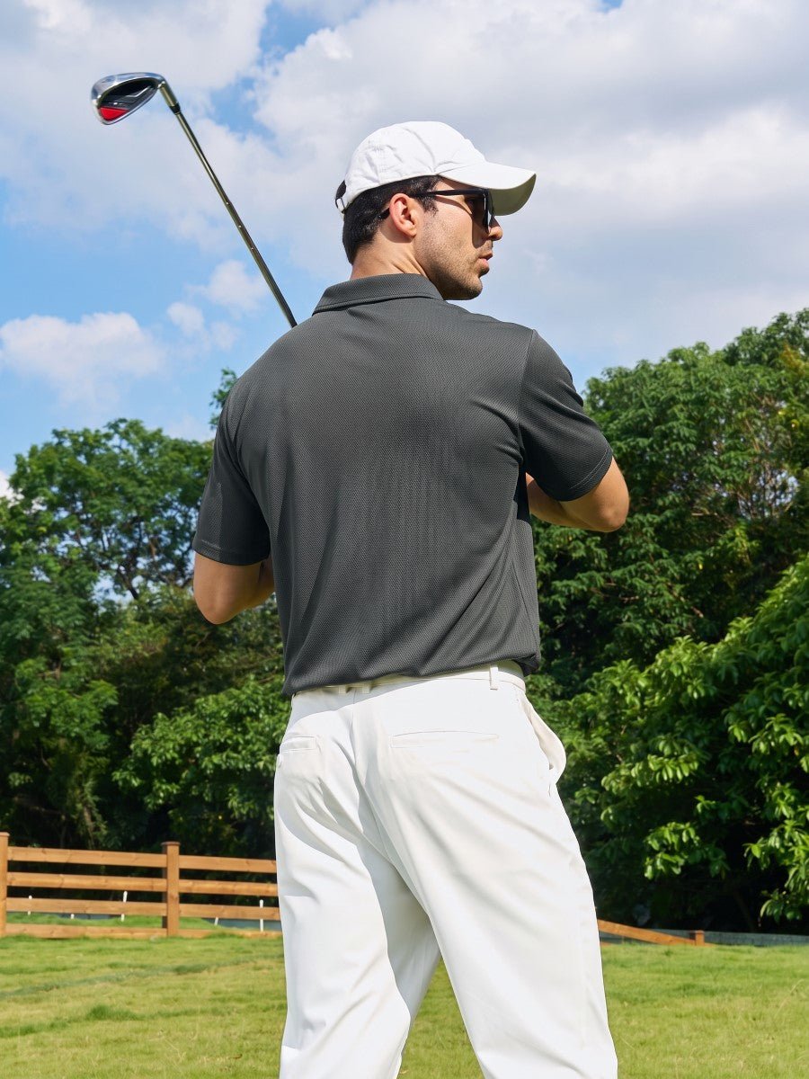 TACVASEN Dark Grey Men's Moisture Wicking Golf Quick Dry Polo Shirts