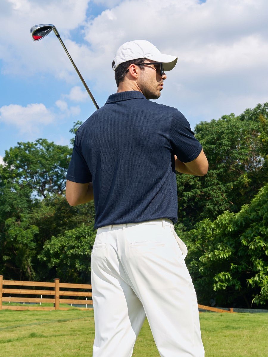 TACVASEN Navy Men's Moisture Wicking Golf Quick Dry Polo Shirts