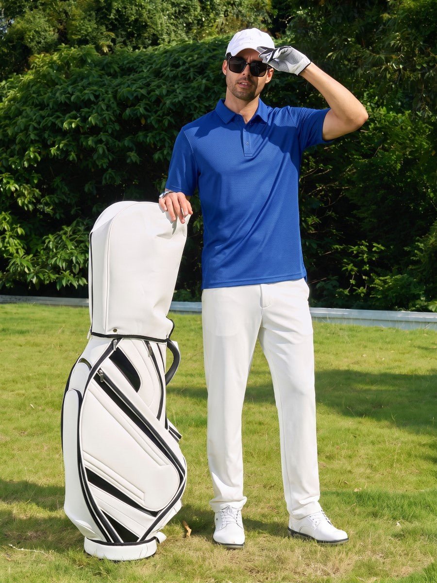 TACVASEN Bright Blue Men's Moisture Wicking Golf Quick Dry Polo Shirts