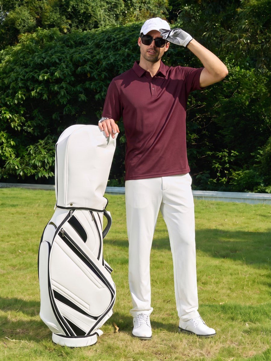 TACVASEN Wine Red Men's Moisture Wicking Golf Quick Dry Polo Shirts