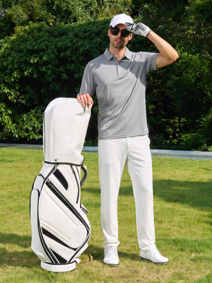 TACVASEN Light Grey Men's Moisture Wicking Golf Quick Dry Polo Shirts