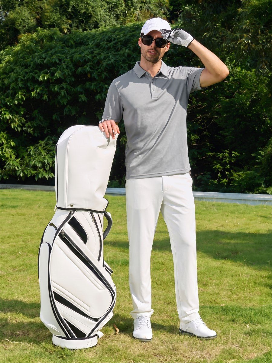 TACVASEN Light Grey Men's Moisture Wicking Golf Quick Dry Polo Shirts