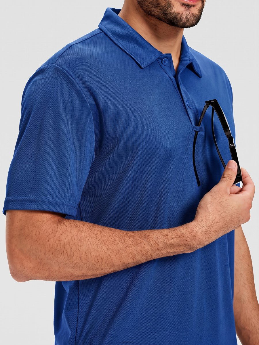 TACVASEN Bright Blue Men's Moisture Wicking Golf Quick Dry Polo Shirts