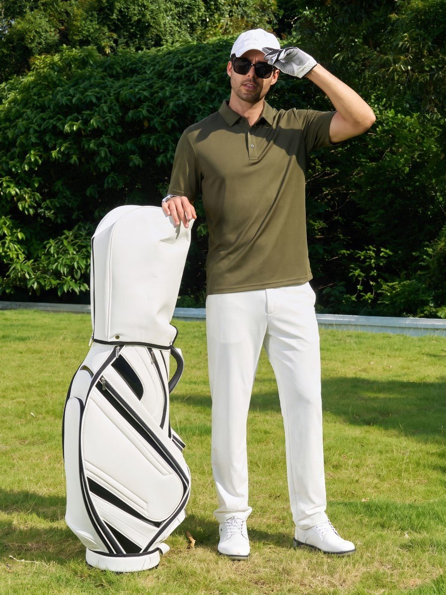 TACVASEN Army Green Men's Moisture Wicking Golf Quick Dry Polo Shirts