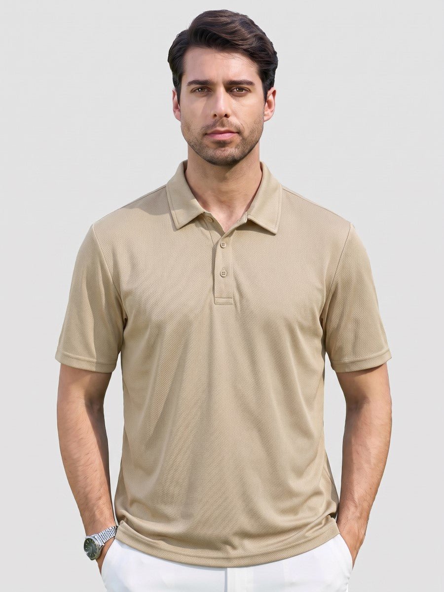 TACVASEN Khaki Men's Moisture Wicking Golf Quick Dry Polo Shirts