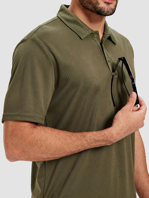 TACVASEN Army Green Men's Moisture Wicking Golf Quick Dry Polo Shirts