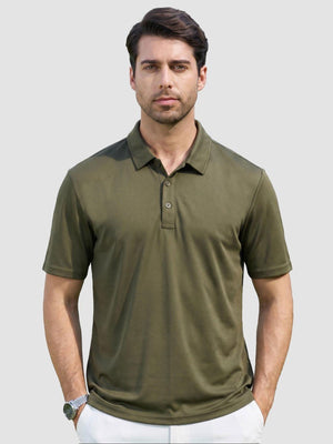 TACVASEN Army Green Men's Moisture Wicking Golf Quick Dry Polo Shirts