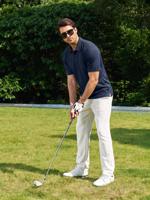 TACVASEN Navy Men's Moisture Wicking Golf Quick Dry Polo Shirts