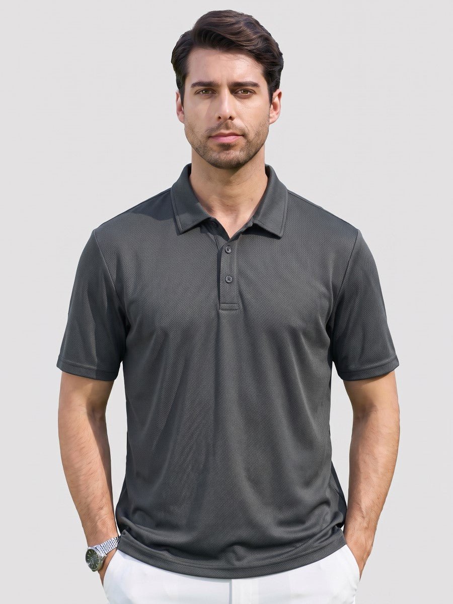 TACVASEN Dark Grey Men's Moisture Wicking Golf Quick Dry Polo Shirts