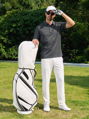 TACVASEN Dark Grey Men's Moisture Wicking Golf Quick Dry Polo Shirts