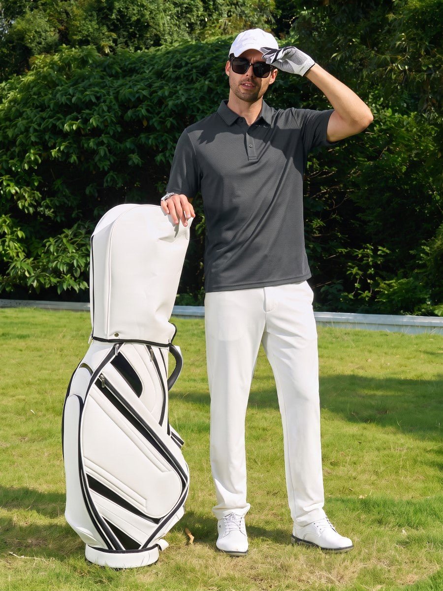 TACVASEN Dark Grey Men's Moisture Wicking Golf Quick Dry Polo Shirts