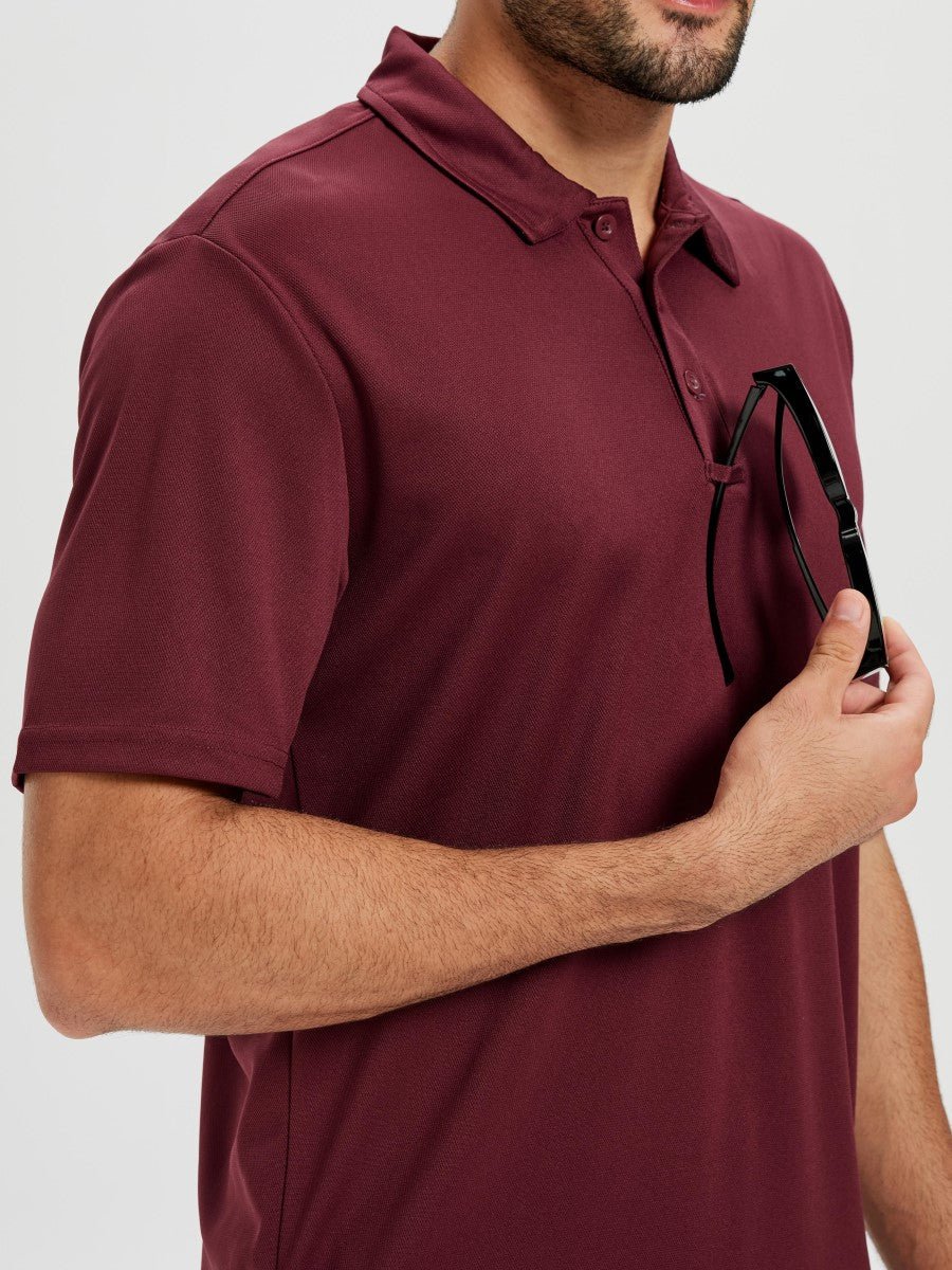 TACVASEN Wine Red Men's Moisture Wicking Golf Quick Dry Polo Shirts