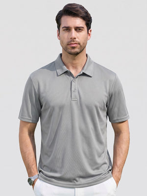 TACVASEN Light Grey Men's Moisture Wicking Golf Quick Dry Polo Shirts