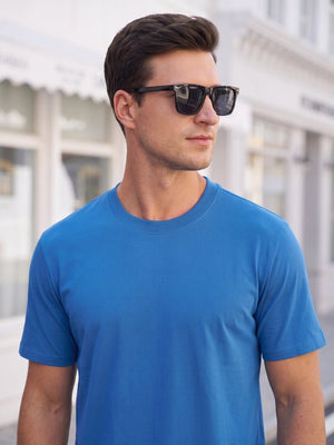 TACVASEN Denim Blue Men's Moisture Wicking UPF 80+ Summer Casual Tees