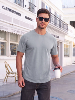 TACVASEN Light Blue Grey Men's Moisture Wicking UPF 80+ Summer Casual Tees