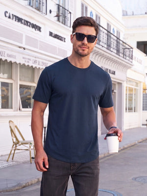 TACVASEN Navy Men's Moisture Wicking UPF 80+ Summer Casual Tees