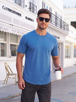 TACVASEN Denim Blue Men's Moisture Wicking UPF 80+ Summer Casual Tees