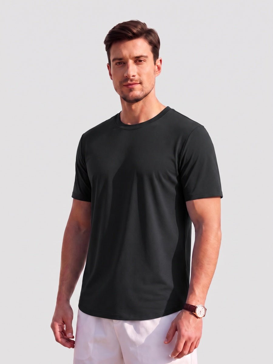 TACVASEN Black Men's Moisture Wicking UPF 80+ Summer Casual Tees