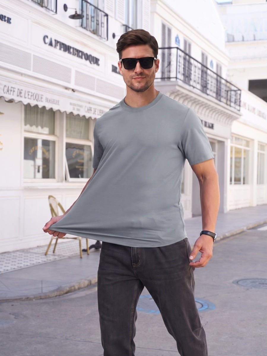 TACVASEN Light Blue Grey Men's Moisture Wicking UPF 80+ Summer Casual Tees