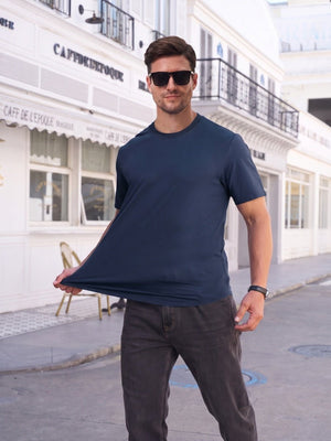 TACVASEN Navy Men's Moisture Wicking UPF 80+ Summer Casual Tees