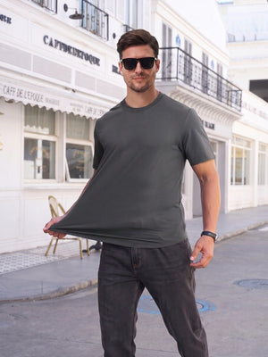 TACVASEN Dark Grey Men's Moisture Wicking UPF 80+ Summer Casual Tees