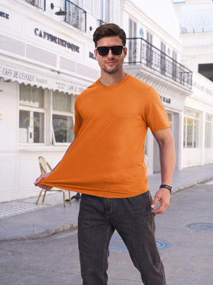 TACVASEN Fluorescent Orange Men's Moisture Wicking UPF 80+ Summer Casual Tees
