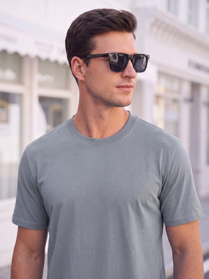 TACVASEN Light Blue Grey Men's Moisture Wicking UPF 80+ Summer Casual Tees