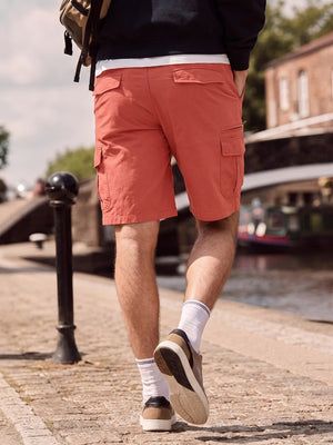TACVASEN Magenta Mens Outdoor Hiking Cotton Cargo Shorts