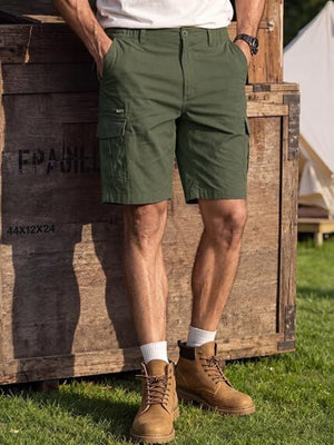 TACVASEN Army Green Mens Outdoor Hiking Cotton Cargo Shorts