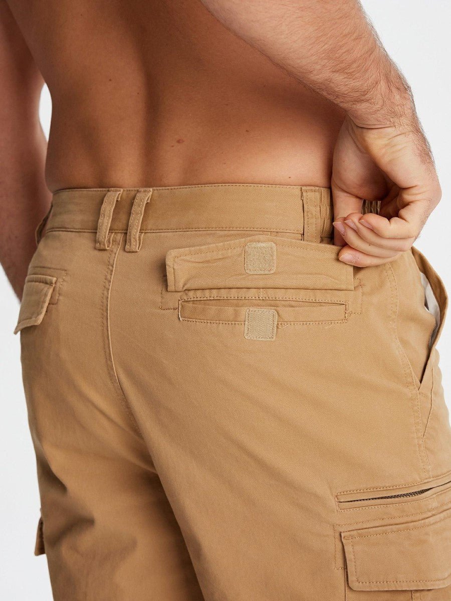 TACVASEN Khaki Mens Outdoor Hiking Cotton Cargo Shorts