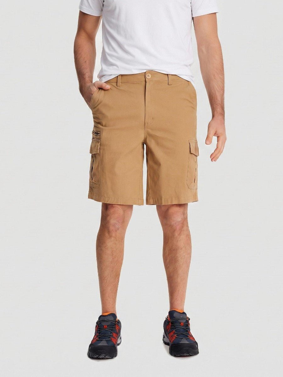 TACVASEN Khaki Mens Outdoor Hiking Cotton Cargo Shorts