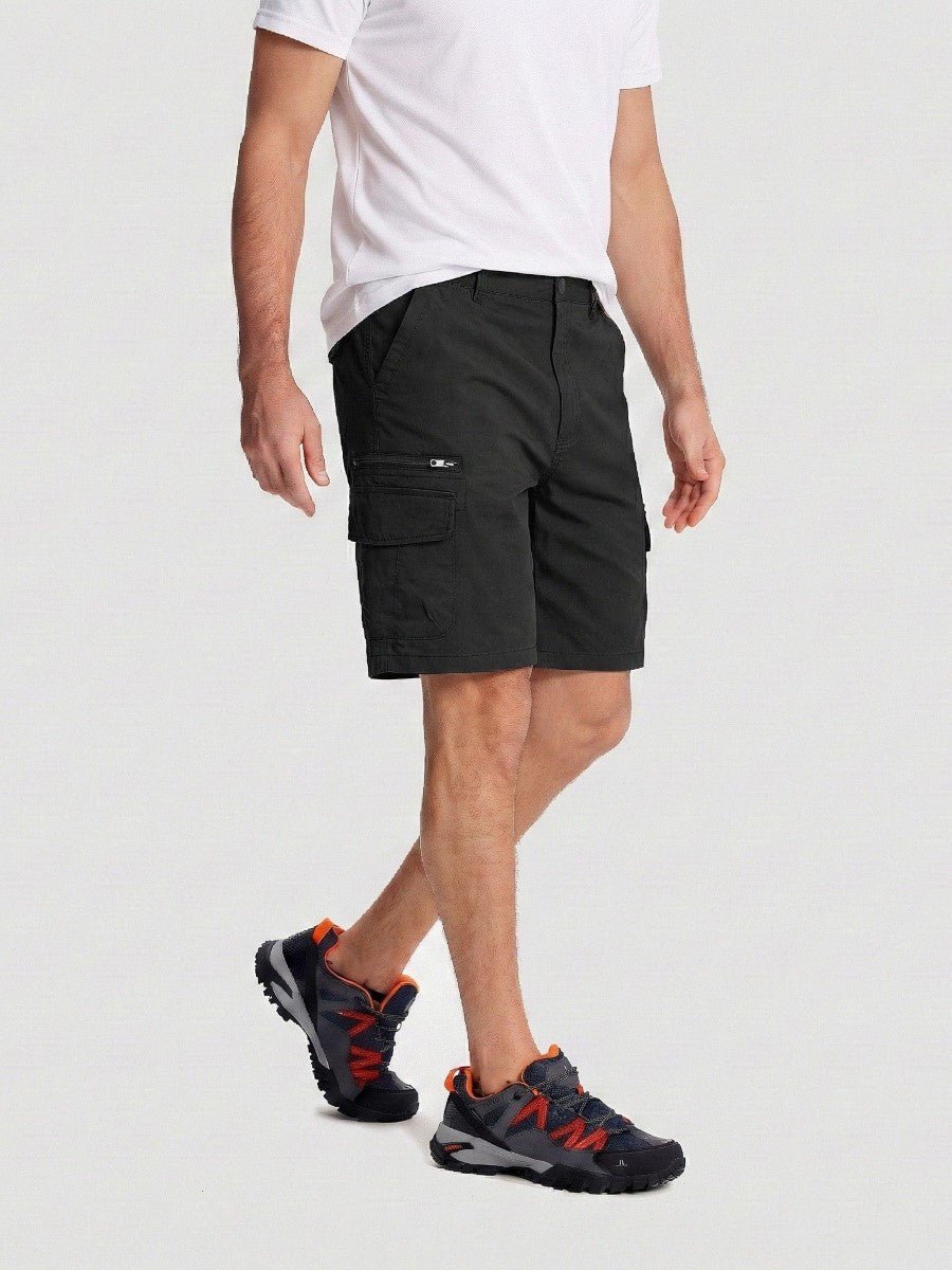 TACVASEN Black Mens Outdoor Hiking Cotton Cargo Shorts