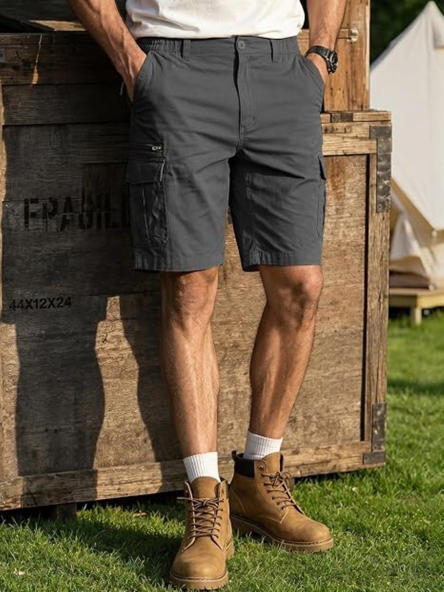 TACVASEN Dark Grey Mens Outdoor Hiking Cotton Cargo Shorts