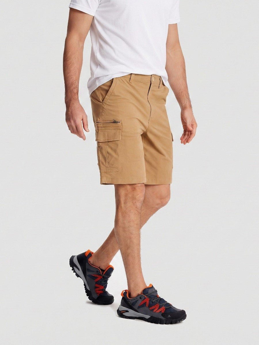 TACVASEN Khaki Mens Outdoor Hiking Cotton Cargo Shorts